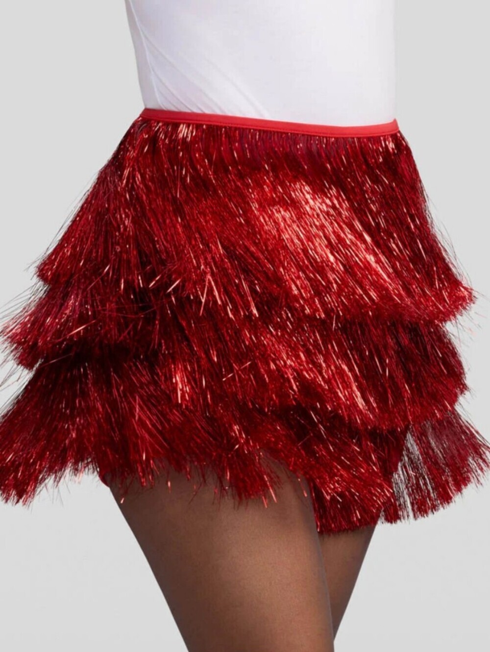 NWT! Tipsy Elves, Women's Red Tinsel Fringe Shorts, Size Med, MSRP $50